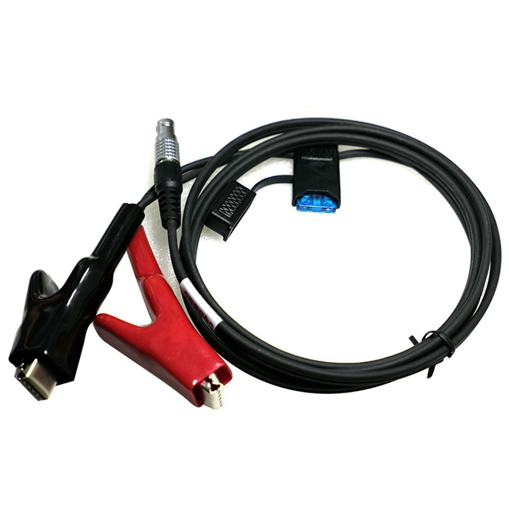 Leica 565855 SR530 GPS External Power Cable OEM 1B Big 5Pin Lemo to Insulated Alligator Clips with Replaceable Inline Fuse (1.8m)